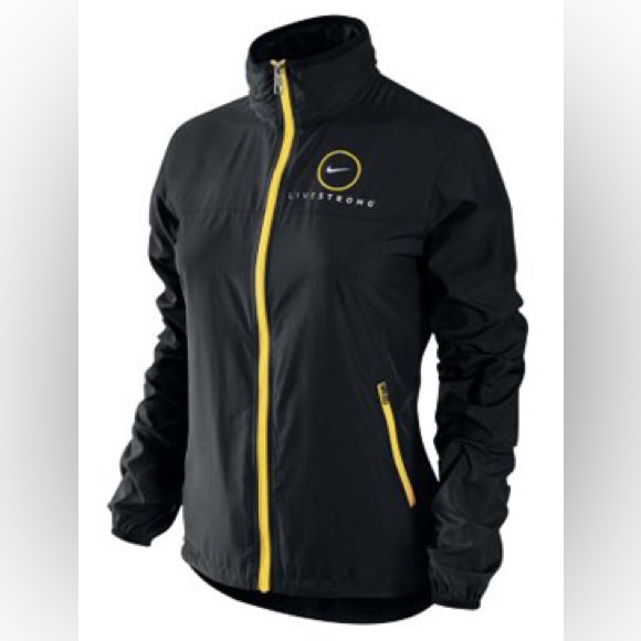 Women’s Size Medium Nike LIVESTRONG Performance Jacket With Hood In Black/Yellow - Picture 1 of 13